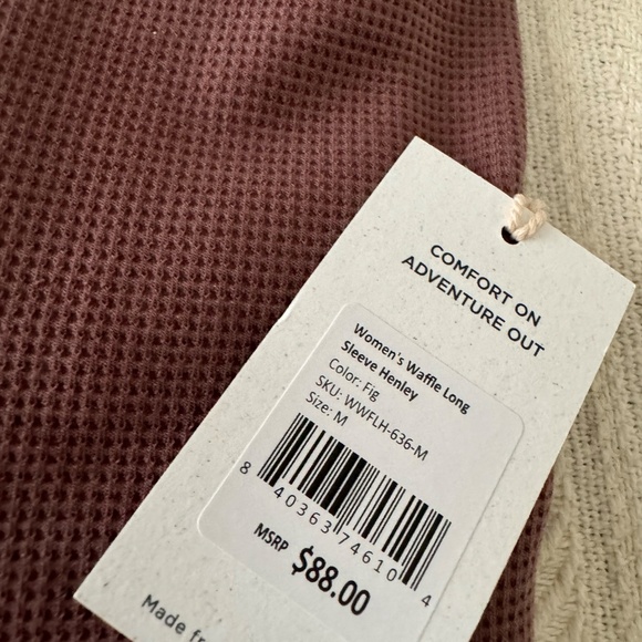 NWT Free Fly Women's Waffle Long Sleeve Henley, Fig, Medium - Picture 2 of 6